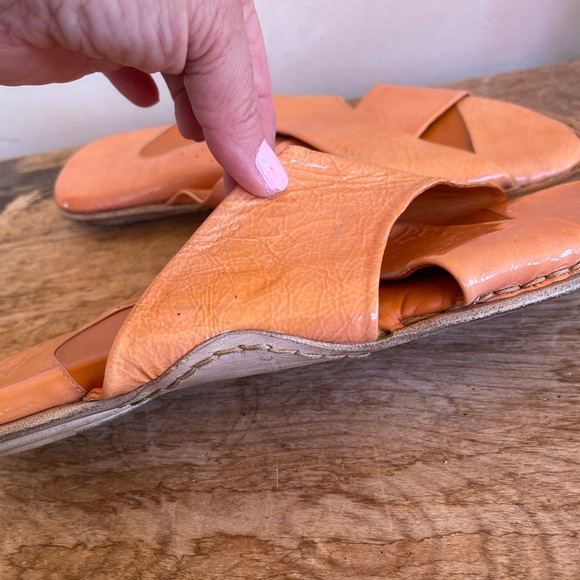 bolo Italian Designer Orange Leather Padded Comfort Sandals Men’s 11 ITALY NICE! - Picture 4 of 12